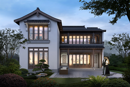 New Chinese style single-family villa 3d model