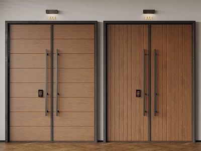 Double door swing door entry door security door opposite door number 3d model