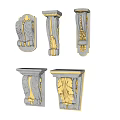 Ornate White And Gold Capitals With Intricate Carvings And Decorative Details 3d model