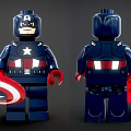 Captain America Building Block Figure Front Back Views With Shield Blue White Star Red Stripes