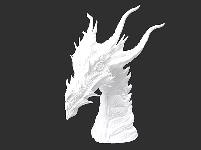 Game And Movie Mythical Dragon Character White Sculpture With Intricate Horns And Scales 3d model