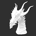 Game And Movie Mythical Dragon Character White Sculpture With Intricate Horns And Scales