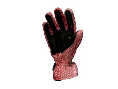 Red And Black Patterned Winter Gloves With Leather Palm And Warm Lining 3d model