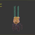 Yellow Industrial Mechanical Equipment With Black Support Legs And Hanging Chains