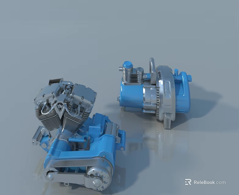 High Quality Swing Door Mechanical Components with Blue and Silver Finish 3d model