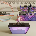 Modern Bar Interior With Neon Lighting DJ Booth And Purple Stage Design 3d model