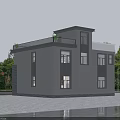 Modern Two Story Detached Villa With Large Windows Spacious Driveway And Green Trees