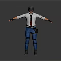Game and Movie Character Wearing White Shirt Red Tie Blue Pants With Helmet Arms Outstretched