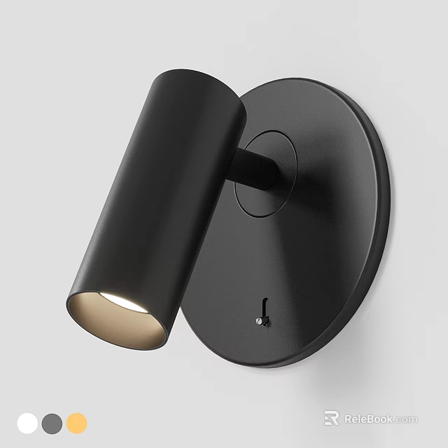 Modern Black Wall Light with Cylindrical Shade and Round Base for Interior Lighting 3d model 