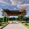 Chinese style pavilion ancient built door pavilion 3d model