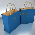 Decorative Ornament Set With Two Blue Tote Bags Beige Handles Logo And Legende Lettering