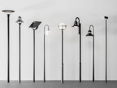 Outdoor Lights with Various Modern Designs and Metal Pole Styles for Garden Use 3d model Outdoor Lights with Various Modern Designs and Metal Pole Styles for Garden Use 3d model