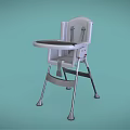 Light Colored Kids High Chair With Tray And Metal Frame Simple Design