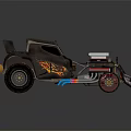 Off Road Terrain Custom Racing Vehicle With Flame Decals And Large Tires