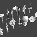 White Building Components Featuring Various Antennas Satellite Dishes And Structures 3d model