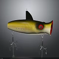 Yellow And Black Fishing Lure With Red Eye And Double Metal Hooks For Angling