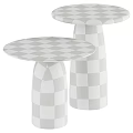 Elegant Modern Side Tables With Round Tabletops And White Black Bases 3d model