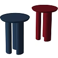 Modern Side Tables With Round Top And Three Cylindrical Legs Navy Blue Burgundy