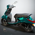 Modern Teal Green Motorcycle With Glossy Body Black Seat And Rearview Mirror