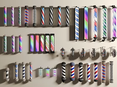 Assorted Decorative Lights with Colorful Striped Spiral and Patterned Designs for Interior Decoration 3d model