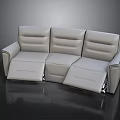 Modern Gray Leather Reclining Sofa With Three Seater And Adjustable Footrests