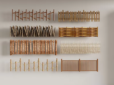 Different Types of Wooden Fence Designs With Various Styles For Outdoor Decoration 3d model