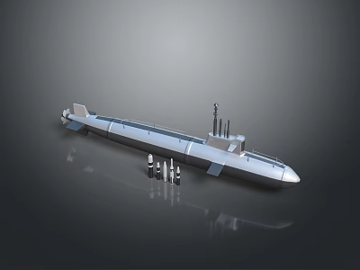 Modern Military Submarine Weapon System With Hull And Conning Tower Design 3d model