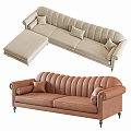 Stylish Sectional Leather Sofas With Tufted Design Armrests And Decorative Pillows 3d model