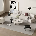 Sofa Coffee Table Combination Corner Sofa Floor Lamp 3d model