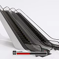 Modern Dual Escalators With Black Handrails Silver Frame And Steps 3d model