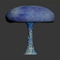 Blue Mushroom Plant With Glossy Blue Cap And White Spotted Stem On Black Background