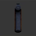 Classic Handgun With Black Metal Frame And Wooden Grip Design