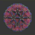 Colorful Spherical Molecular Structure with Intricate Geometric Pink Purple Blue Patterns