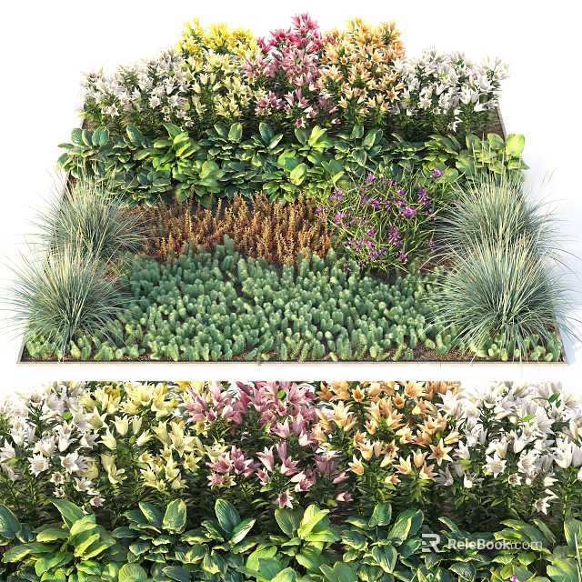 Diverse Flower Garden With Colorful Blooms Green Foliage And Various Plant Species Mix 3d model 