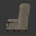 Classic Beige Fabric Armchair With High Back And Wooden Legs Design