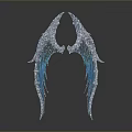 Wing Shaped Decorative Ornament with Blue Gray Skeletal Mechanical Structure for Stylish Home Interior