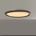 Sleek Round Ceiling Light With Wooden Frame And Bright White Illumination 3d model