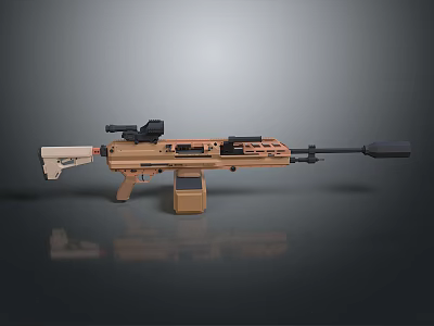 Tan And Beige Sniper Rifle With Tactical Scope And Detachable Magazine 3d model