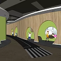 Vibrant Kindergarten Interior With Children Playing Colorful Blocks And Round Play Structures