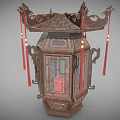 Traditional Chinese Wooden Lantern Style Furniture With Carved Details And Red Tassels