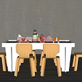 Modern Children's Table and Chair Children's Study Table and Chair Children's Game Table and Chair Children's Building Blocks Table 3d model