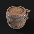 Sturdy Wooden Barrel With Wooden Slats Metal Hoops And Handle For Daily Use