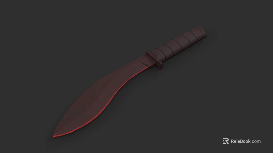Tactical Weapon With Dark Handle And Red Sharp Blade Design 3d model 
