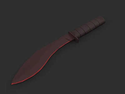 Tactical Weapon With Dark Handle And Red Sharp Blade Design 3d model