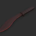 Tactical Weapon With Dark Handle And Red Sharp Blade Design 3d model