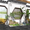 New Chinese style landscape sketch courtyard landscape 3d model