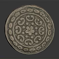 Antique Round Metal Box With Intricate Carved Patterns And Shiny Surface 3d model