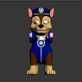 Cute Police Dog Puppy Doll Wearing Blue Uniform Cap Badge And Backpack