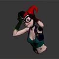 Cartoon Character With Red Black Hat Green Gloves Purple Vest Green Top Glasses And Tattoo