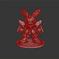 Silver Mechanical Rabbit Figurine With Metallic Texture And Mechanical Joints On Base Featuring LOSIR Lettering 3d model